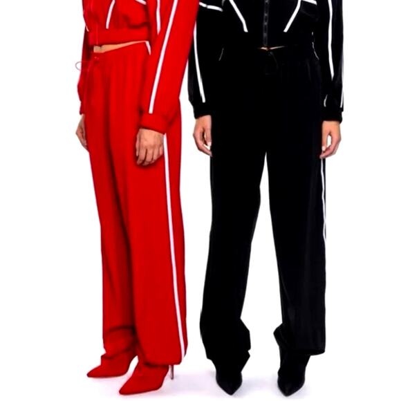 Azalea Wang Red Track Pant Stiletto Heel Boots Size 6 One Size Athleisure Chic - Picture 5 of 9